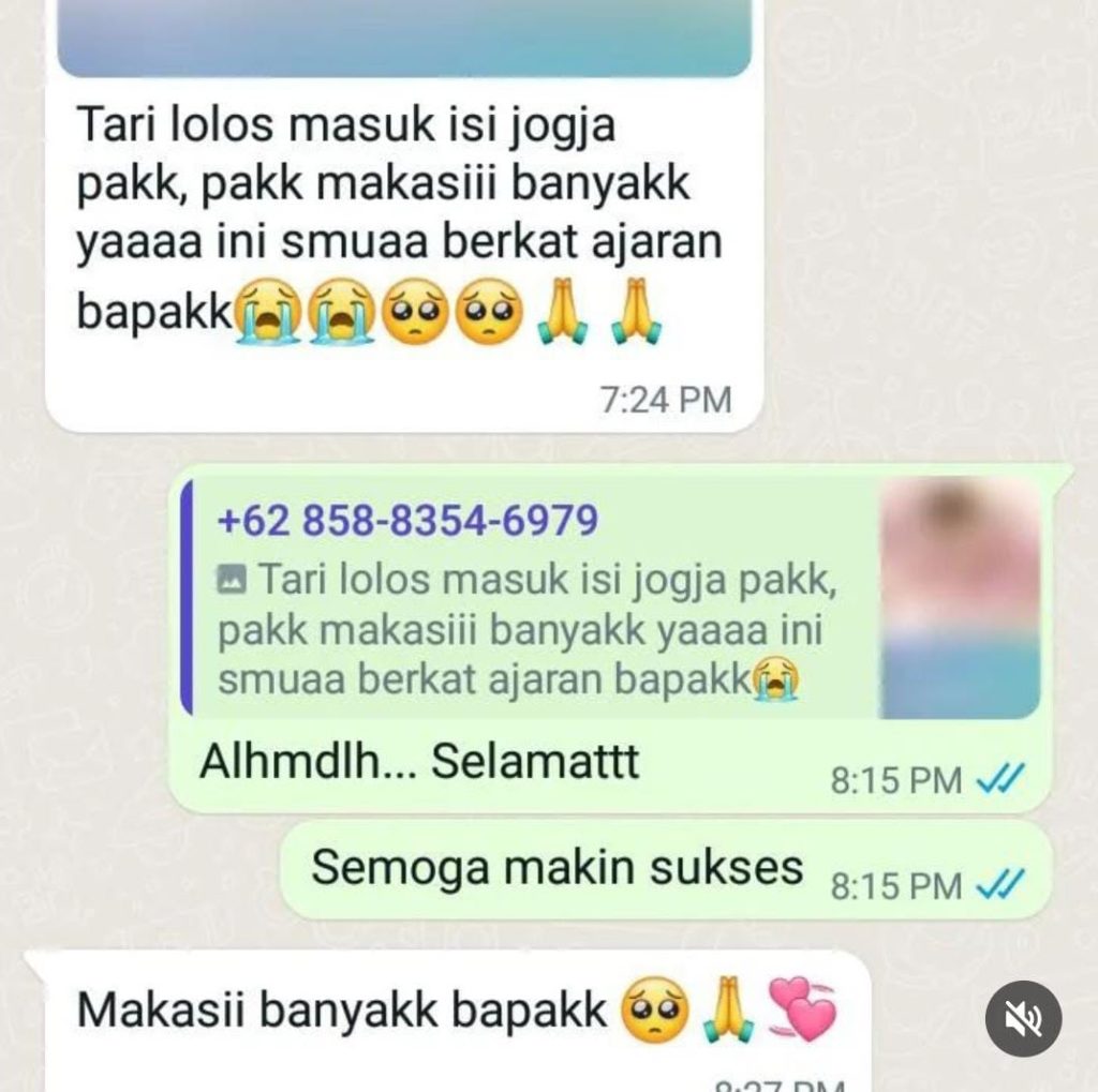 Testimoni belajar portofolio SNBP SNBT lolos masuk ISI Jogja